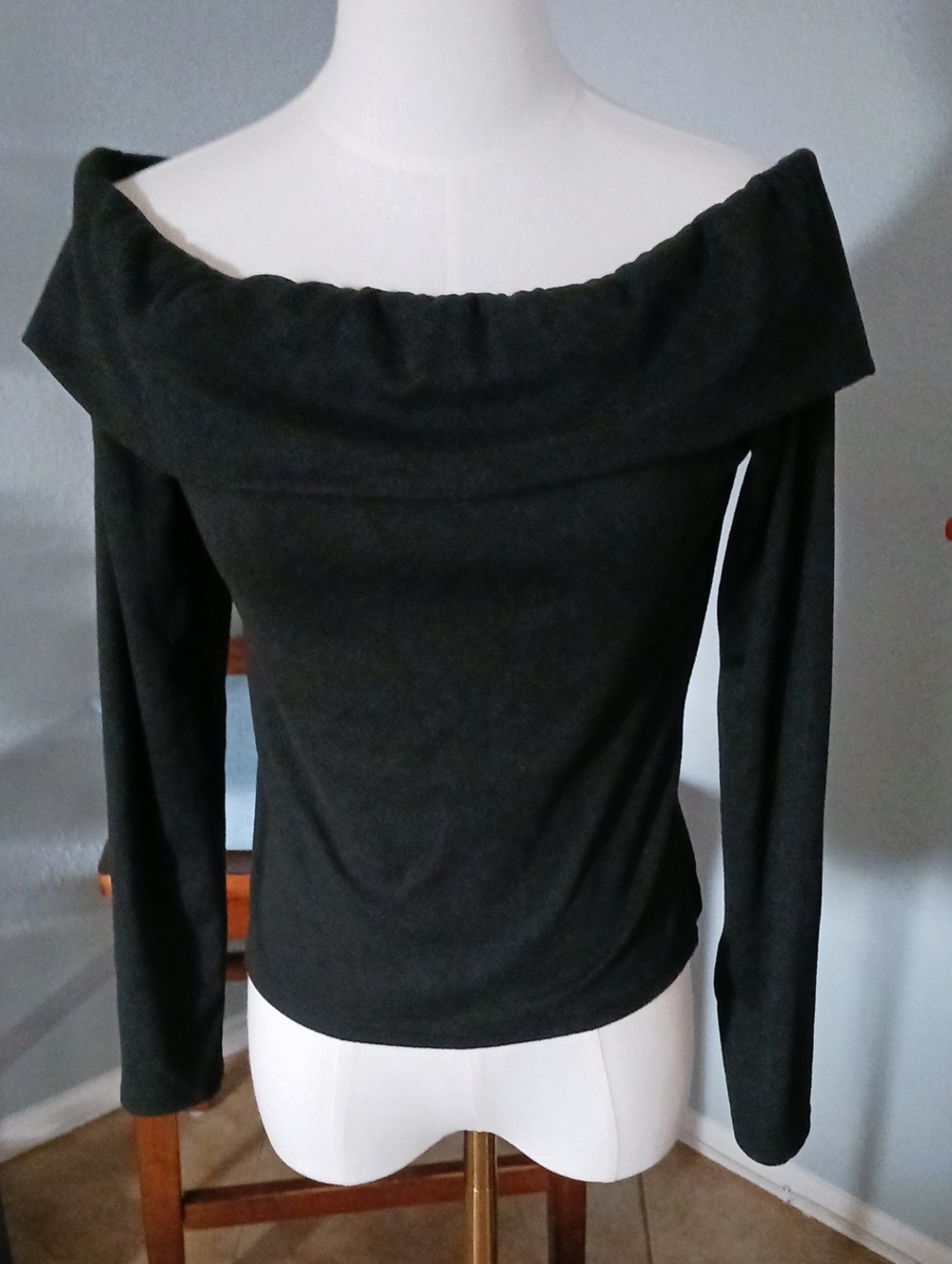 SHEIN Off-the-Shoulder Long Sleeve Sweater in Black
